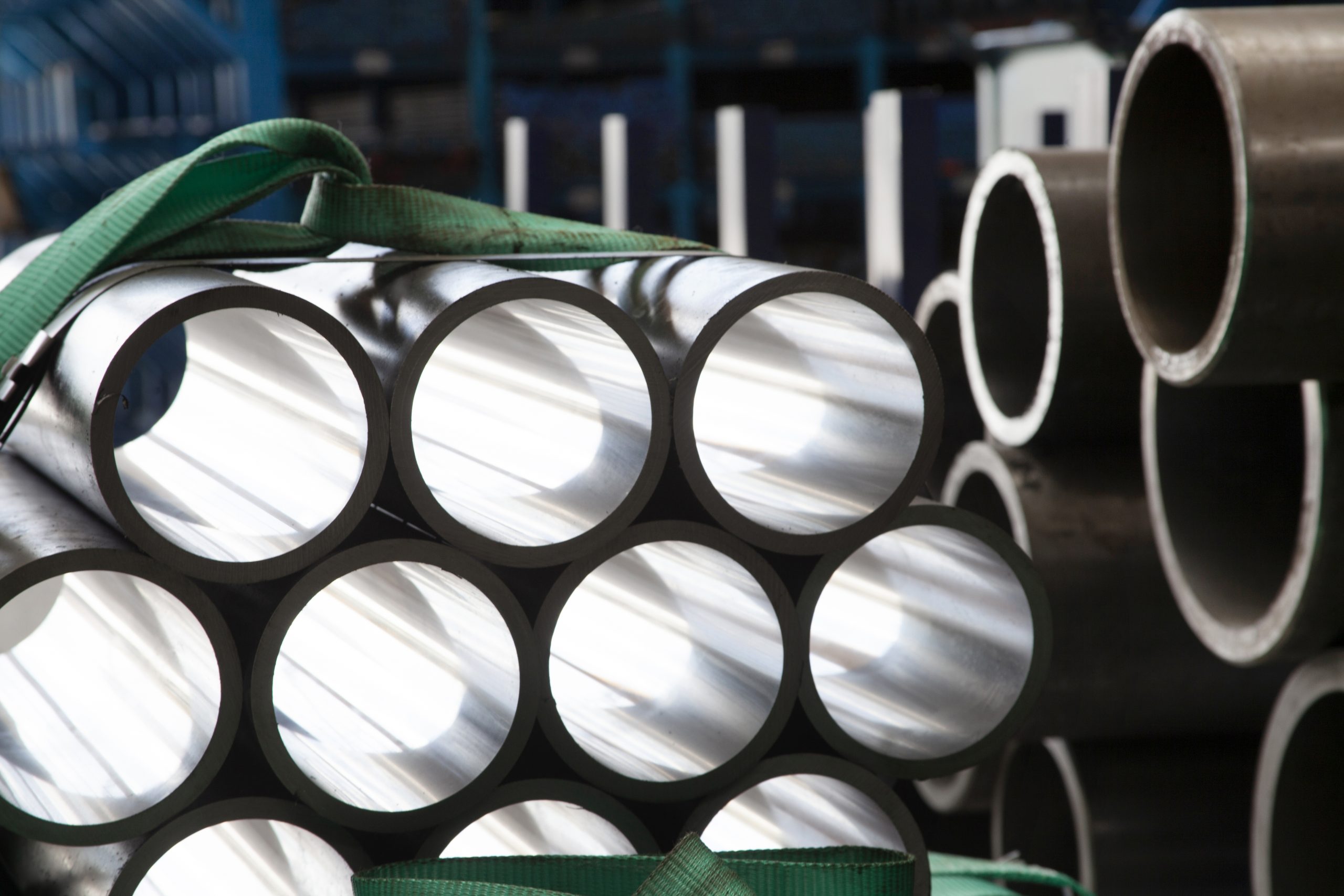 steel pipes in the factory